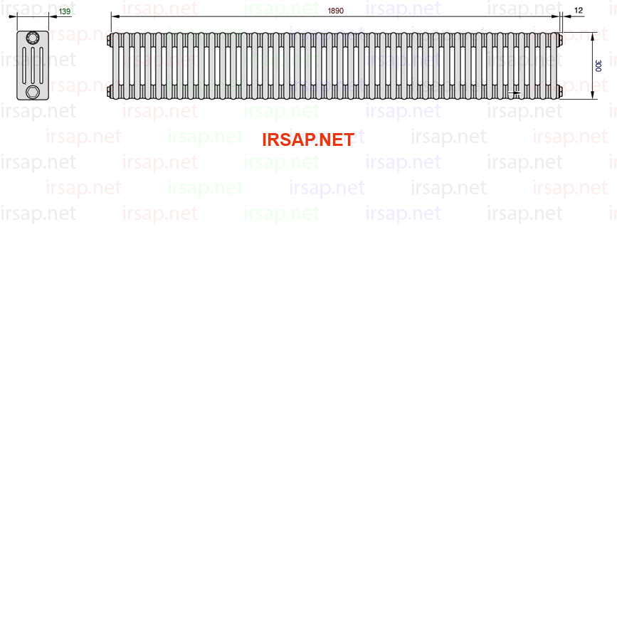 чертеж радиатора Irsap Tesi 40300-4240300-42-14-01